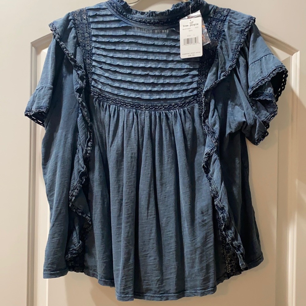 Distress Blue Free People Top.